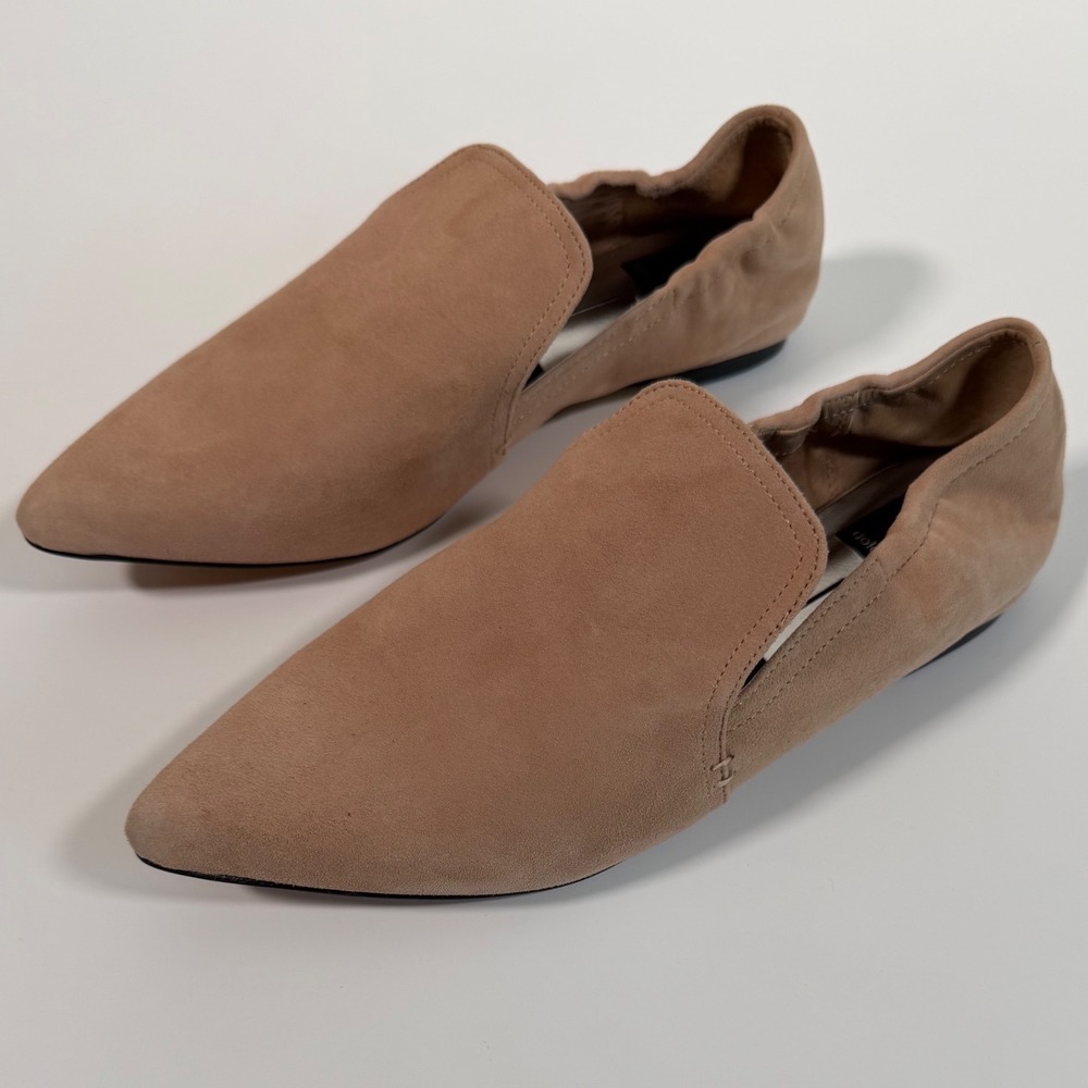 Dolce Vita Tan Suede Pointed Toe Loafers Minimalist Quiet Luxury Womens 8.5